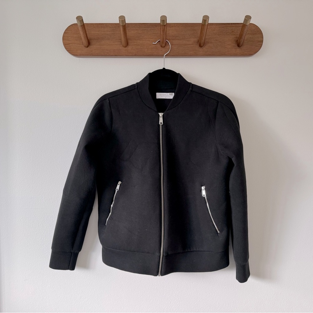 Everlane street fleece bomber jacket, size XS, black